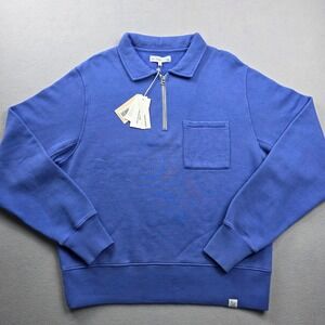 Merz b Schwanen Mens Blue Organic Cotton Quarter Zip Sweatshirt XL Made Portugal